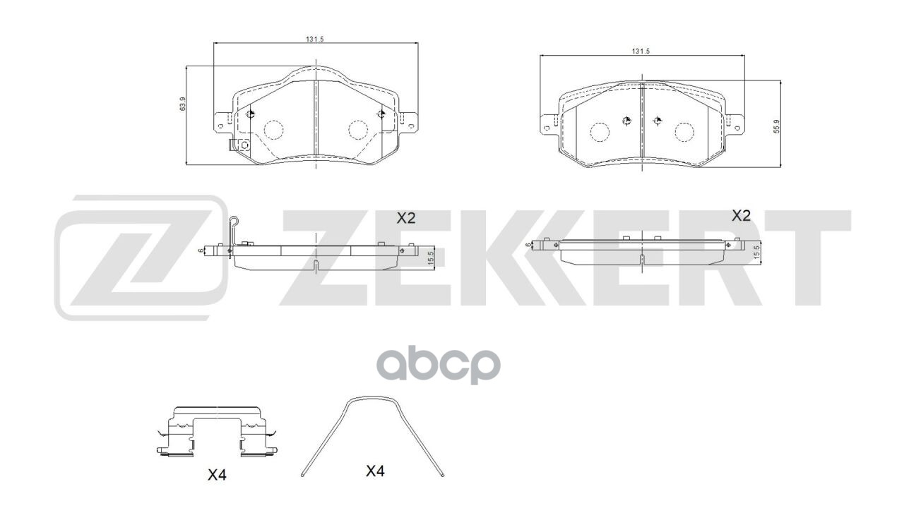 Колодки тормозные дисковые передние Chery Arrizo 8 (M1E) 22-  Geely Emgrand II 21- Zekkert арт. bs-1441