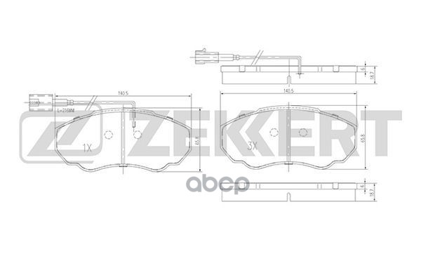 Колодки торм. диск. передн. с датчиком Citroen Jumper (230 244 Z) 94-  Fiat Ducato (230 244 Z) 00- Zekkert арт. bs-1460