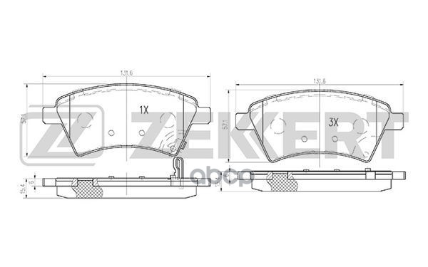 Колодки торм. диск. передн. Fiat Sedici (FY_) 06-  Suzuki SX4/SX4 Classic (EY GY) 06-  SX4 (GY RW) 0 Zekkert арт. bs-1545