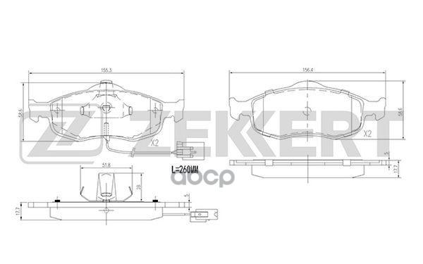 Колодки торм. диск. передн. с датчиком Ford Cougar 98-  Mondeo I-II 93-  Scorpio 86- Zekkert арт. bs-1620