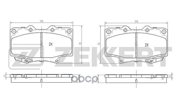 Колодки торм. диск. передн. Toyota 4Runner (N10) 90-  LC 70 80 90- Zekkert арт. bs-2101