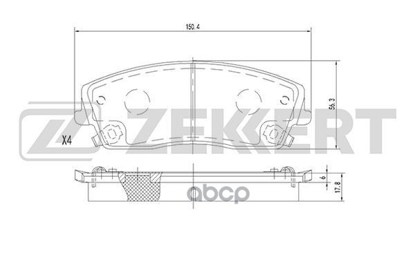 Колодки торм. диск. передн. Chrysler 300 C 04-  Dodge Challenger 08- Zekkert арт. bs-2107