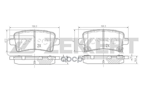 Колодки торм. диск. задн. Chevrolet Malibu (V300) 12-  Opel Insignia 08-  Saab 9-5 (YS3G) 10- Zekkert арт. bs-2112