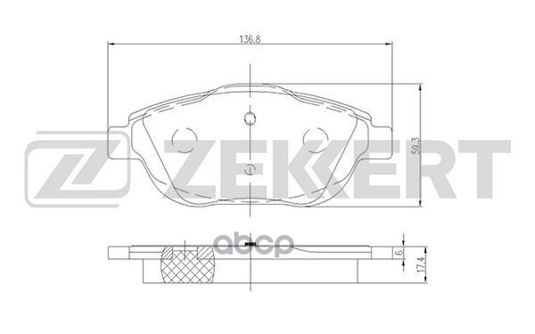 Колодки торм. диск. передн. Peugeot 2008 13-  Citroen C4 Cactus 14-  C3 II 09-  C3 Aircross II 17- Zekkert арт. bs-2157
