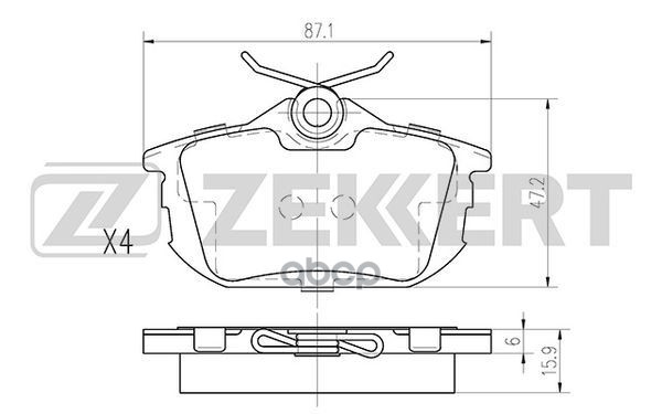 Колодки торм. диск. задн. Mitsubishi Carisma 99-  Colt VI 04-  Space Star 98-  Smart Forfour (454) 0 Zekkert арт. bs-2226
