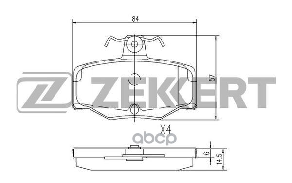 Колодки торм. диск. задн. Nissan Almera (N16E) 00-  Almera Tino (V10) 00-  Nissan Primera (P10 P11 W Zekkert арт. bs-2272