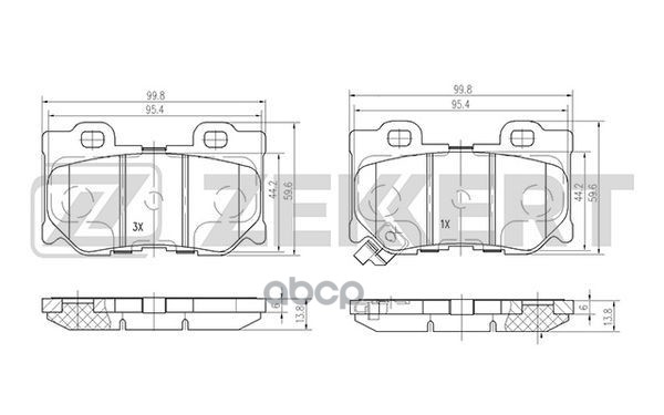 Колодки торм. диск. задн. Infiniti FX 30d 37 50 (S51) 08-  G 37 (V36 CV36 HV36) 07-  Q50 (V37) 13- Zekkert арт. bs-2525