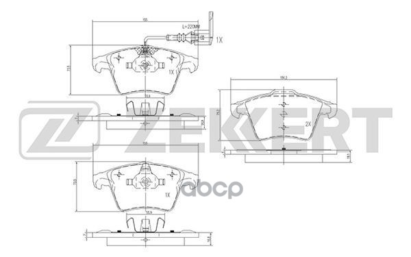 Колодки торм. диск. передн. с датчиком VW Multivan V-VI 03-  Transporter IV-VI 92- Zekkert арт. bs-2797
