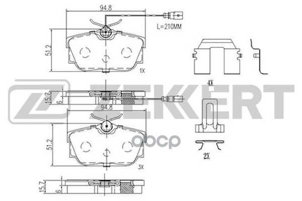 Колодки торм. диск. задн. с датчиком Ford Galaxy 00-  Seat Alhambra 96-  VW Sharan 95-  Transporter Zekkert арт. bs-2895