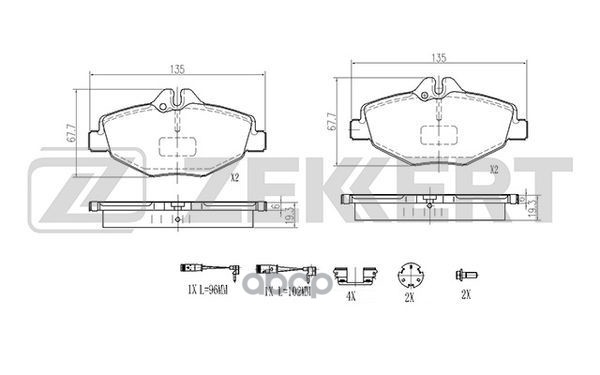 Колодки торм. диск. передн. с датчиком MB E-Class (211) 02- Zekkert арт. bs-2926