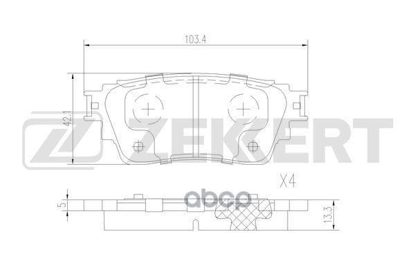 Колодки торм. диск. задн. Mitsubishi Outlander III 12-  Eclipse Cross 17- Zekkert арт. bs-3069