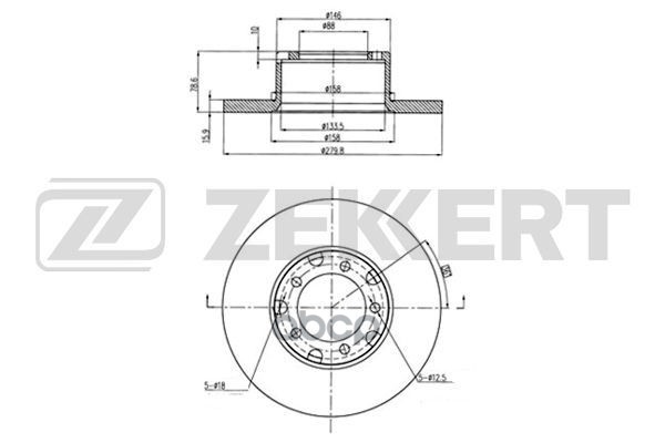 Диск торм. перед. MB T1 (601  602) 77-  T2  68- Zekkert арт. bs-5055