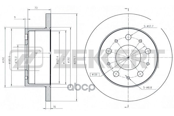 Диск торм. задн. Citroen Jumper (230  244) 94-  Fiat Ducato (230  244) 98-  Peugeot Boxer (230L  230 Zekkert арт. bs-5166