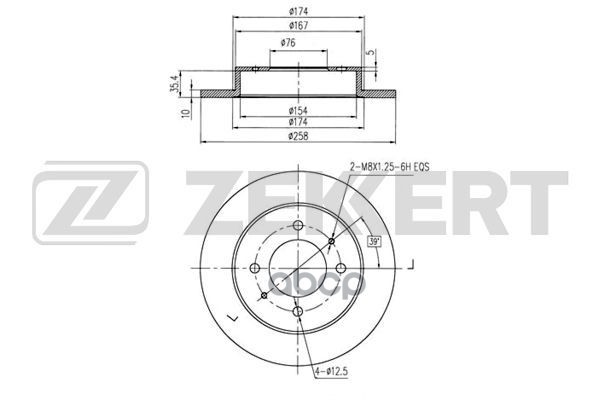 Диск торм. задн. Hyundai Coupe VI 96-  Elantra 00- Zekkert арт. bs-5187