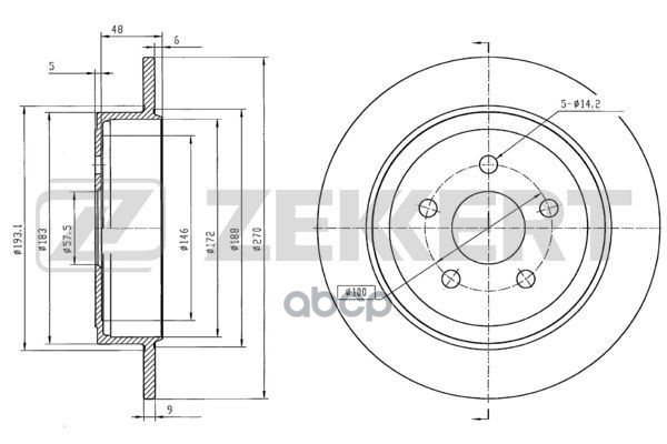 Диск торм. задн. Chrysler Sebring I  II 01- (замена для BS-5805) Zekkert арт. bs-5240
