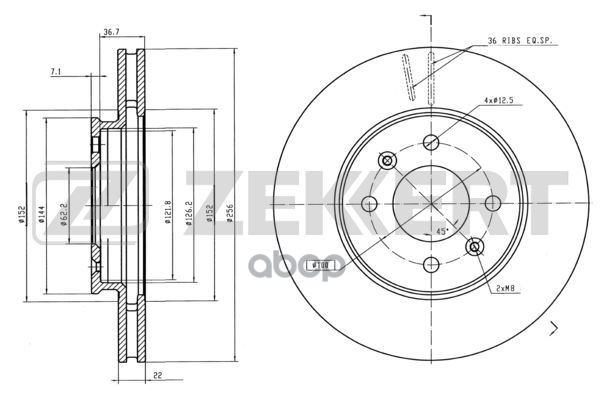 Диск торм. перед. Hyundai Solaris IV 10-  Kia Rio III 11- Zekkert арт. bs-5276
