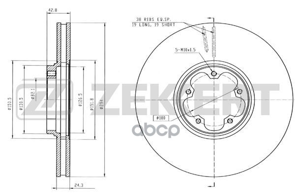 Диск торм. перед. Ford Transit VI 00- Zekkert арт. bs-5347