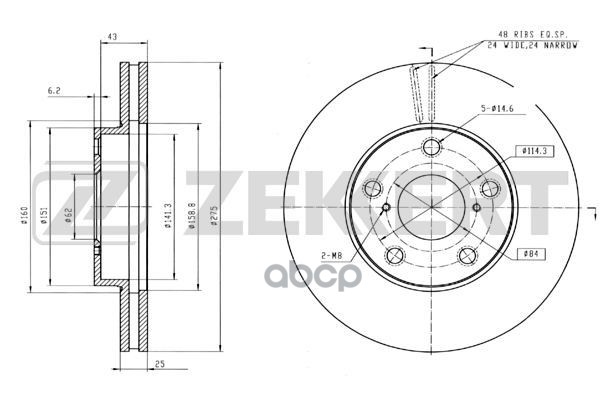 Диск торм. перед. Toyota RAV4 (A20) 00- Zekkert арт. bs-5353