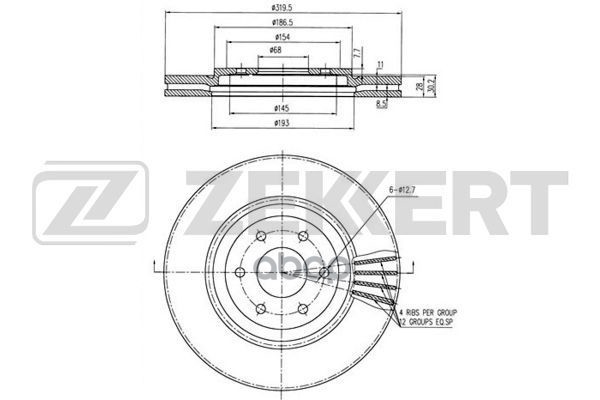Диск торм. перед. Nissan Navara (D40) 04-  Pathfinder (R51) 04- Zekkert арт. bs-5413
