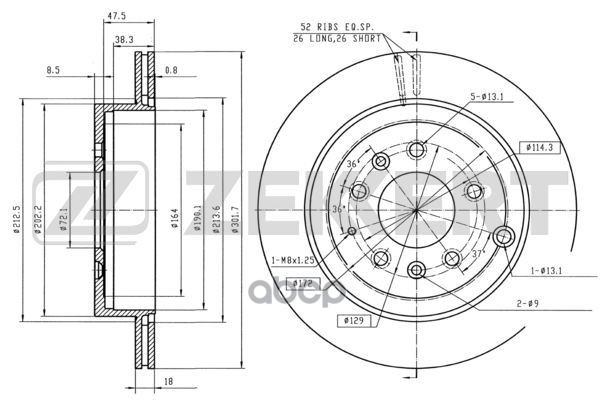 Диск торм. задн. Mazda CX-7  07- Zekkert арт. bs-5437