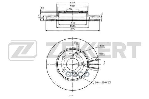 Диск торм. перед. Toyota Altezza (E10) 99-  Hilux (N_) 94-  Tacoma (N_) 94- Zekkert арт. bs-5457