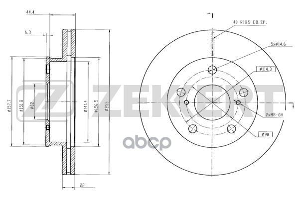 Диск торм. перед. Toyota Mark (X100) 96- Zekkert арт. bs-5464