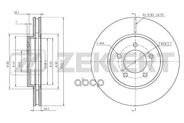 Диск торм. перед. Ford Maverick III 01-  Mazda Tribute (EP) 00- Zekkert арт. bs-5469