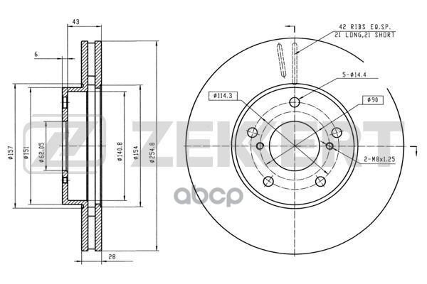 Диск торм. перед. Toyota Camry (V10  V20) 91- Zekkert арт. bs-5512