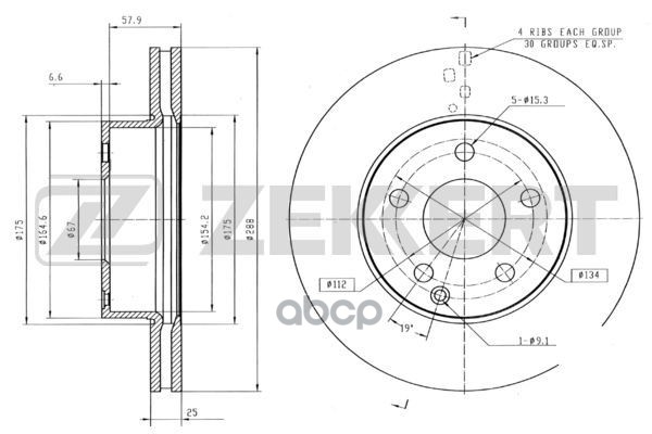 Диск торм. перед. MB C-Class (204) 07- Zekkert арт. bs-5639