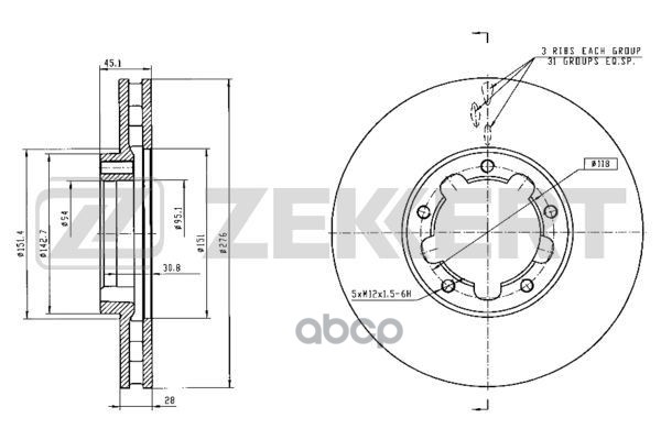 Диск Торм. Перед. Nissan Cabstar (F24m) 06- Zekkert арт. bs-5743