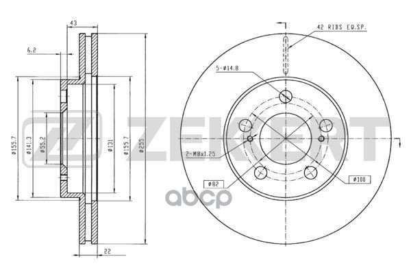 Диск торм. перед. Toyota Prius (W20) 03- Zekkert арт. bs-5779