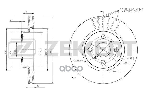 Диск торм. перед. Toyota Corolla (E100  E110) 92- Zekkert арт. bs-5795