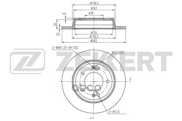 Диск торм. задн. Hyundai Elantra III 11-  Creta 16-   KIA Soul II 14-  Ceed 12- Zekkert арт. bs-5800