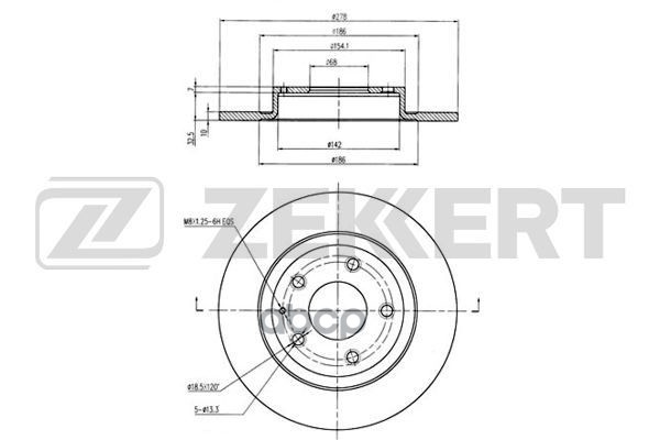 Диск торм. задн. Mazda 6 III 12- Zekkert арт. bs-5819