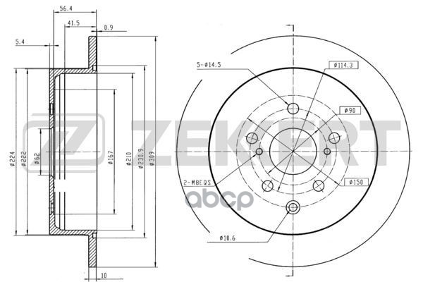 Диск торм. задн. Lexus RX270/350/450H 08- Zekkert арт. bs-5824