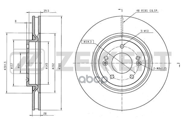 Диск торм. перед. Kia Optima III 12-  Ceed II 12-  Hyundai i40 11-  ix35 14- Zekkert арт. bs-5834