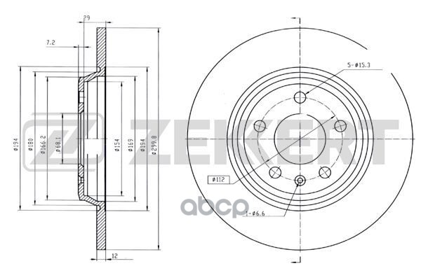 Диск тормозной задний Audi A4 VIII 07- (с покрытием) Zekkert арт. bs-5842b