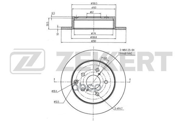 Диск торм. задн. Toyota Corolla Verso (E120  R10) 04- Zekkert арт. bs-5858