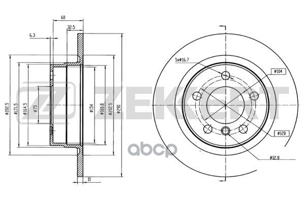 Диск торм. задн. BMW 1 (F20  F21) 11-  2 (F22  F23  F87) 14- Zekkert арт. bs-5910