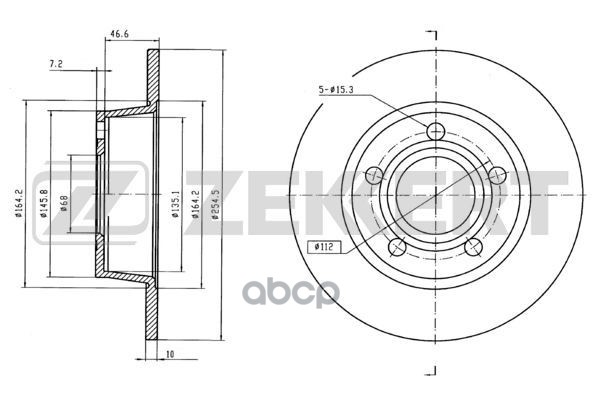 Диск торм. задн. Audi A6 II 97- Zekkert арт. bs-5953