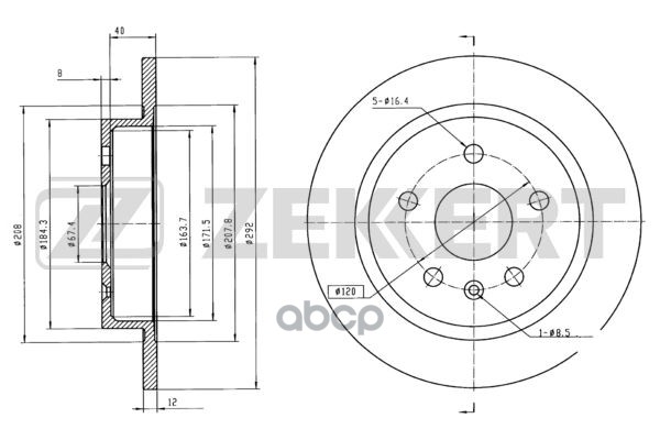 Диск торм. задн. Opel Insignia A 08-  Saab 9-5 (YS3G) 10- Zekkert арт. bs-5971