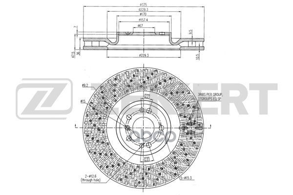 Диск торм. перед. MB GL-Class (X166) 12-  GLE (166  292) 15-  M-Class (166) 11- Zekkert арт. bs-6014