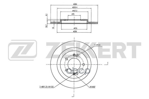 Диск торм. задн.  Hyundai i30 II 11-  Kia Ceed I-II 12- Zekkert арт. bs-6025