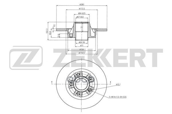 Диск торм. задн. Nissan Primastar (X83) 02-  Opel Vivaro A 01-  Renault Trafic II 01- (с покрытием Zekkert арт. bs-6072bz