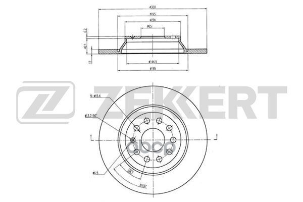Диск торм. задн. Audi A3 III 12-  TT III 14-  Q3 13-  VW Tiguan II 16-  Touran III 15-  Golf VII 12- Zekkert арт. bs-6080