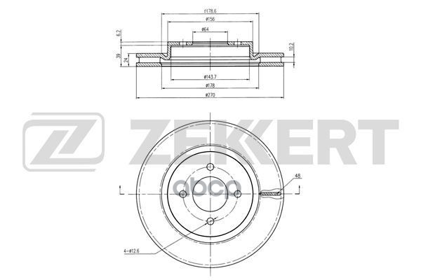 Диск Торм. Перед. Mitsubishi Colt 04- Zekkert арт. bs-6084