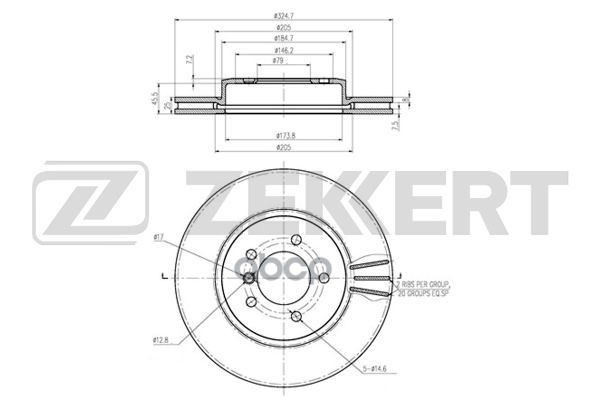 Диск торм. перед. BMW 3 (E46) 99-  Z4 (E85  E86) 06- Zekkert арт. bs-6224