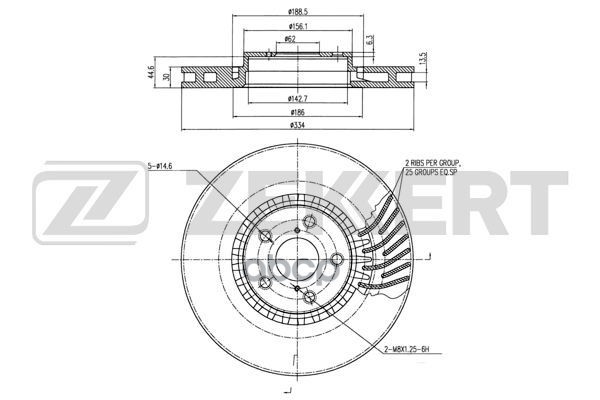 Диск торм. перед. левый Lexus GS 350 (_L1_  _S19_) 05- Zekkert арт. bs-6273