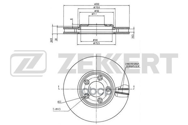 Диск торм. перед. Jaguar S-Type (X200) 99- Zekkert арт. bs-6335