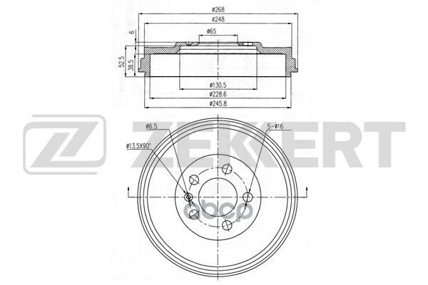 Барабан торм. задн. Seat Toledo IV 12-  Skoda Rapid (NH_)  12- Zekkert арт. bs-6462